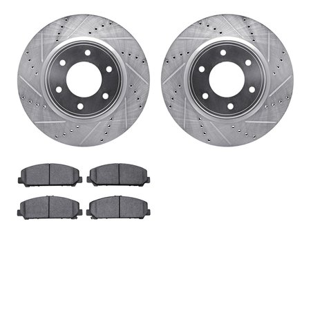 DYNAMIC FRICTION CO 7402-67005, Rotors-Drilled and Slotted-Silver with Ultimate Duty Performance Brake Pads, Zinc Coated 7402-67005